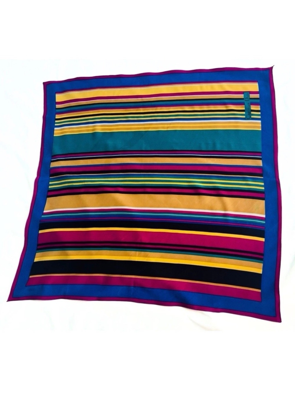 VTG Christian Dior Silk Scarf Women’s Striped Multicolor Square 27” France